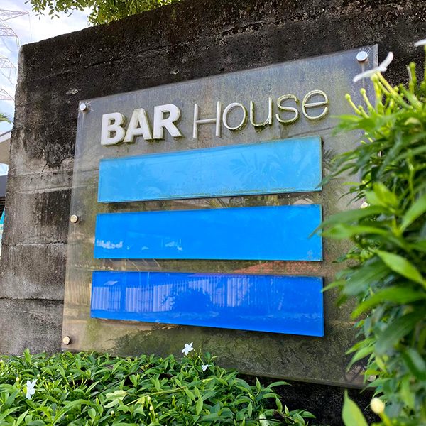 BAR House signage with the three-bar logo